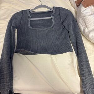 Target Gray Long Sleeve Crop Top